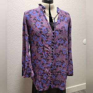 Free People M Purple Bell Sleeved Tunic